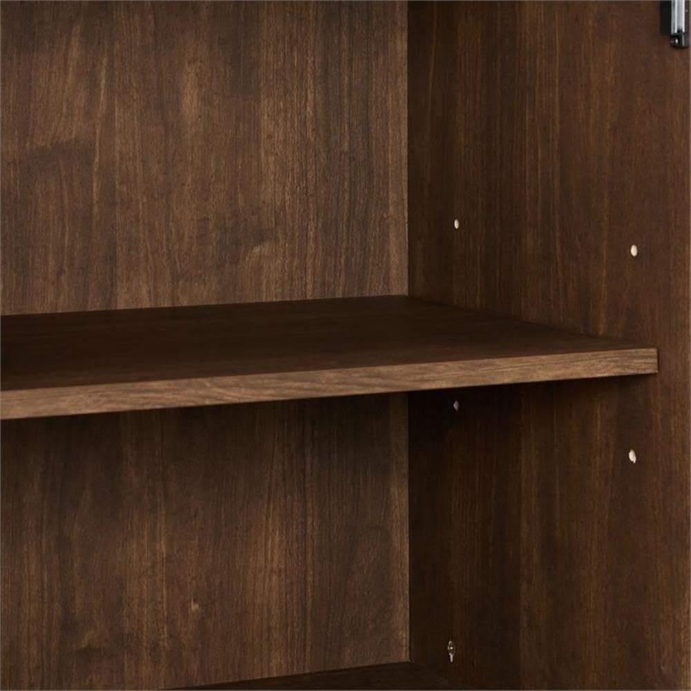 Pemberly Row 3-Drawer Mid-Century Wood Sideboard Buffet Cabinet, 58" W x 15.75" D x 30" H, Brown Finish, Adjustable Shelves, Metal Hardware, Dining Room Storage or Media Console for Modern Farmhouse