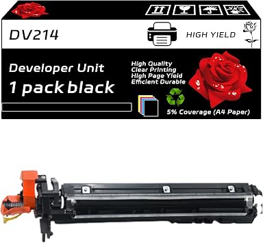 DV214 Developer Unit Compatible for Konica Minolta bizhub C227 bizhub C287 Printers, with Chip, High Yield 80000 Pages, Clear Printing Black