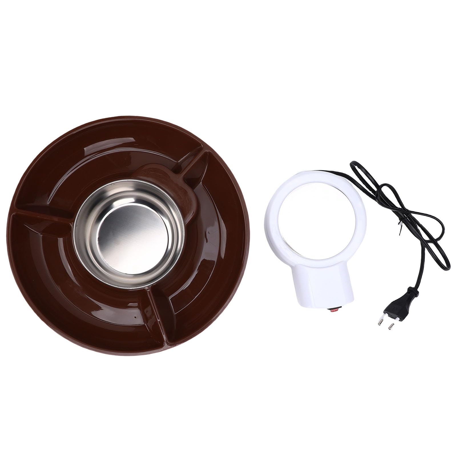 Fockety Pentola Elettrica per Fonduta di Cioccolato, Pentola per Fonduta in Acciaio Inossidabile per Uso Alimentare con Vassoio Staccabile a 3 Sezioni, Pentola Versatile per Fonduta (Spina europea