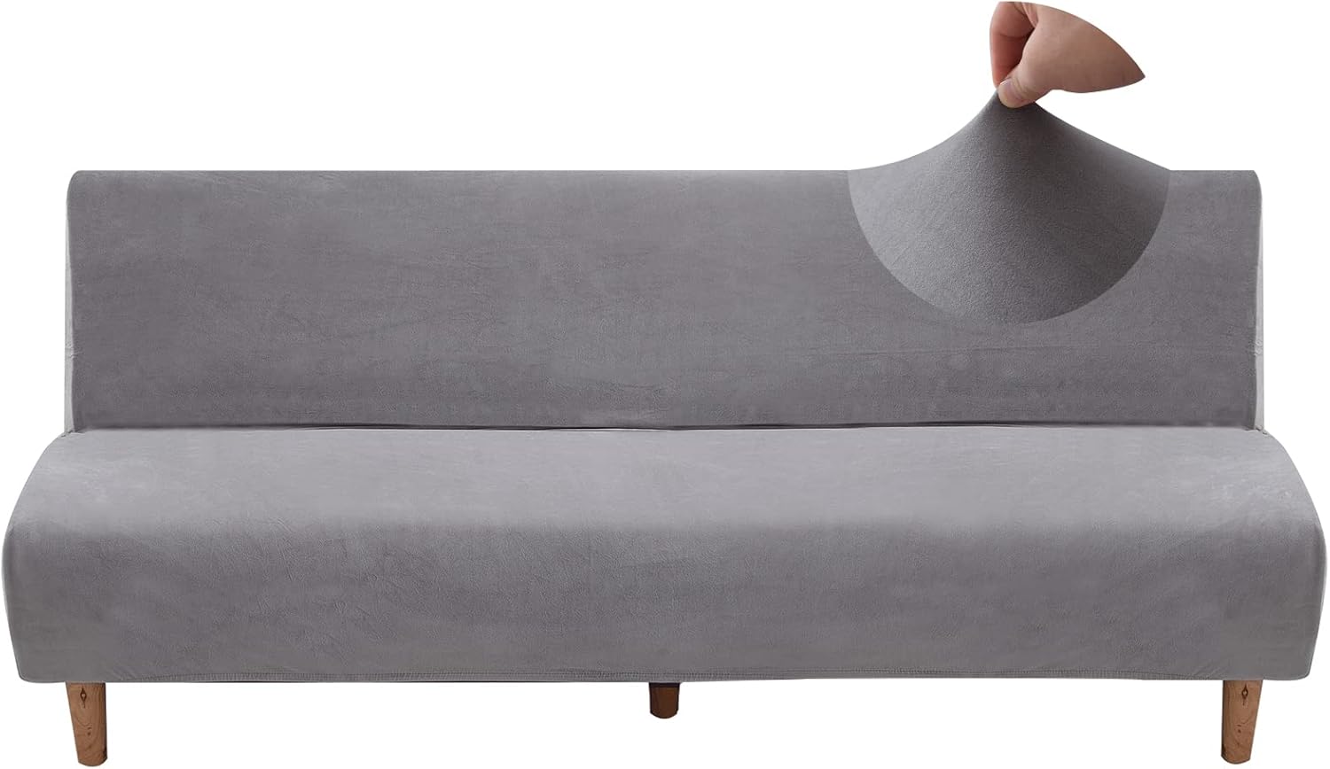 Jaotto Funda para Sofá Cama sin Brazos 2/3 Plazas Clic Clac Elastica Fundas Elástica para Sofá Plegable Ajustables Protectora para Sofá Cama sin Reposabrazos,Flannel Arĝenta Grizo