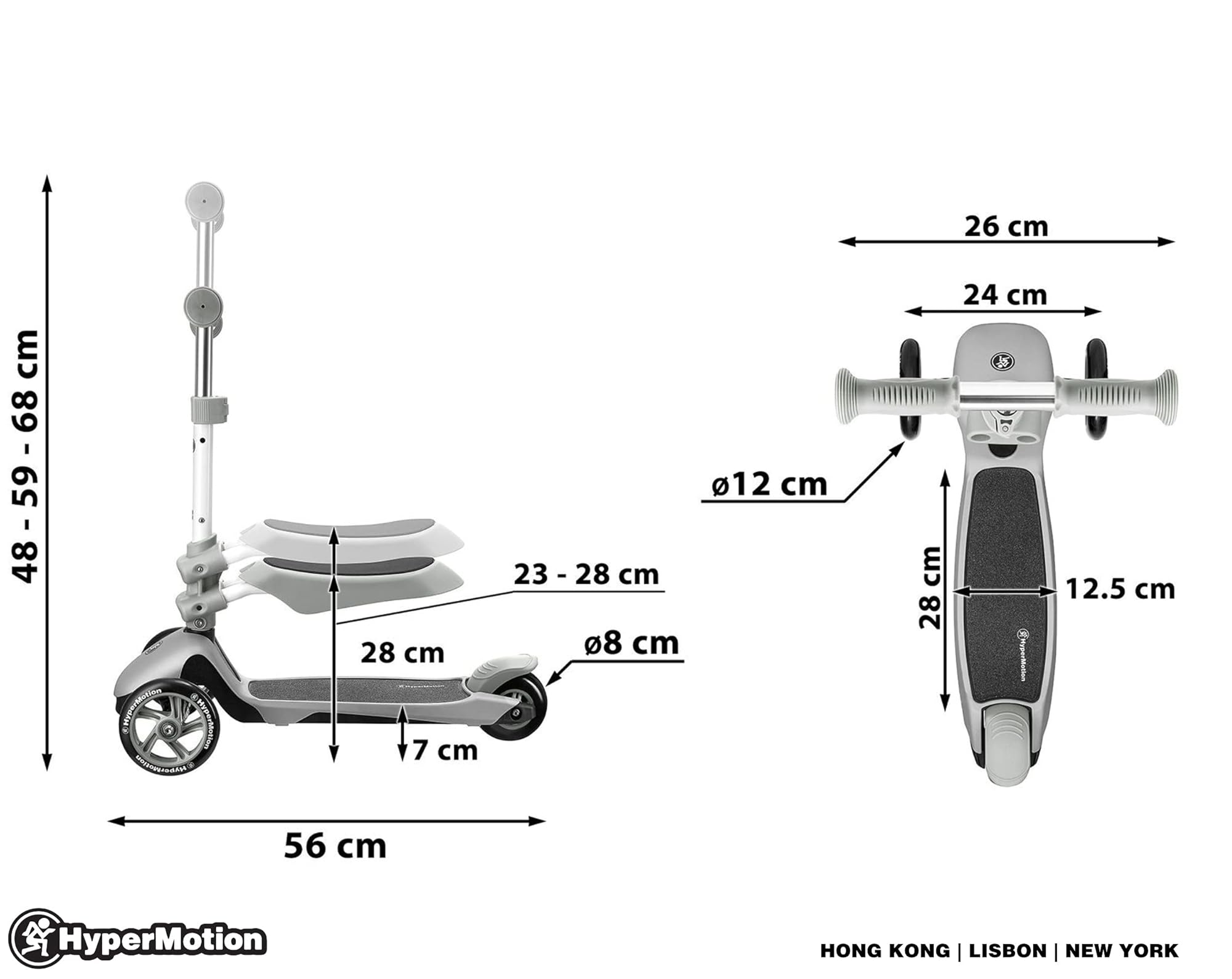 HyperMotion Draisienne - Monopattino da bambino 3 in 1 (carico massimo 50 kg) | triciclo bambino evolutivo da + 1 anno | Poggiapiedi, sedile carico max 20 kg, piattaforma antiscivolo manubrio