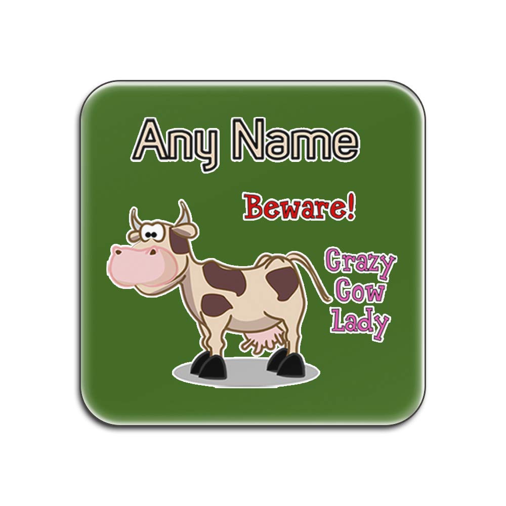 Dessous-de-verre Crazy Cow Lady carré blanc et vert lot de 4 pour table