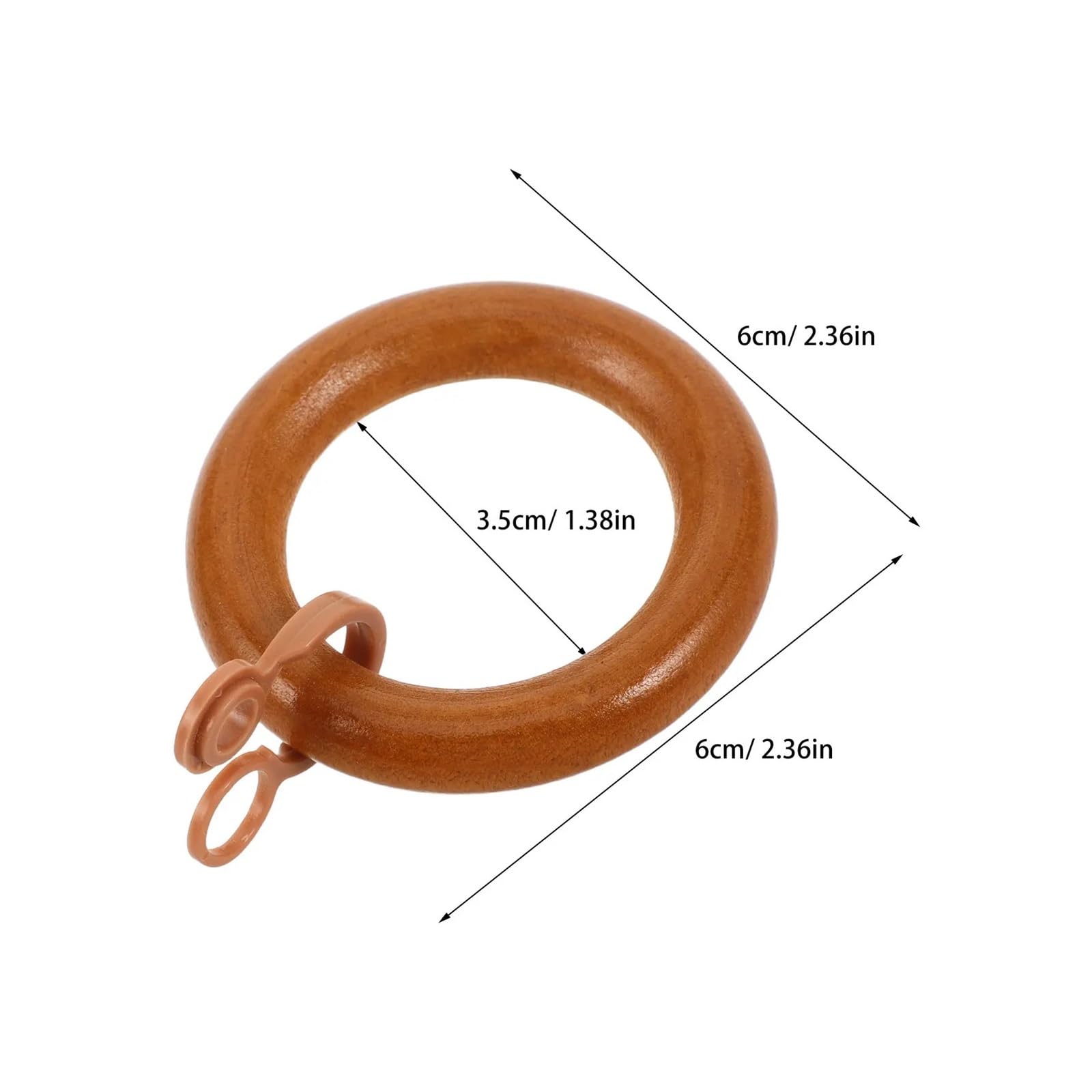 Lot de 24 œillets de rideaux en bois massif naturel avec finition lisse pour décoration de fenêtre (beige)