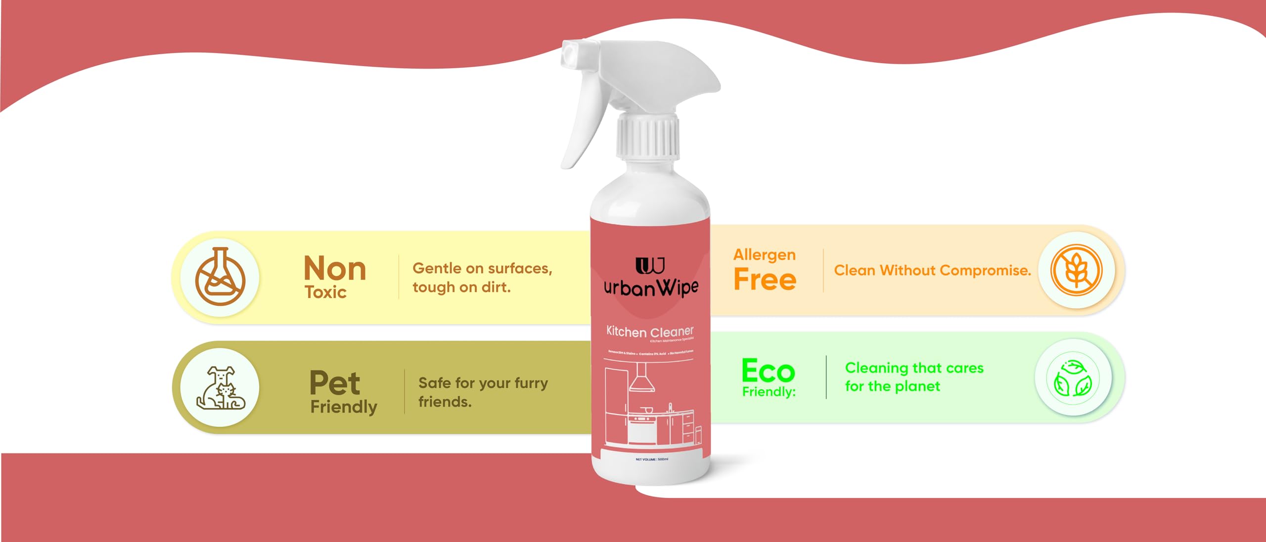 urbanWipe Kitchen Cleaner Spray Combo Pack | Suitable for all Kitchen Surfaces, Gas Stove, Countertop, Tiles, Chimney and Sink_(Pack of 2-500 ml each) - Image 8 thumbnail