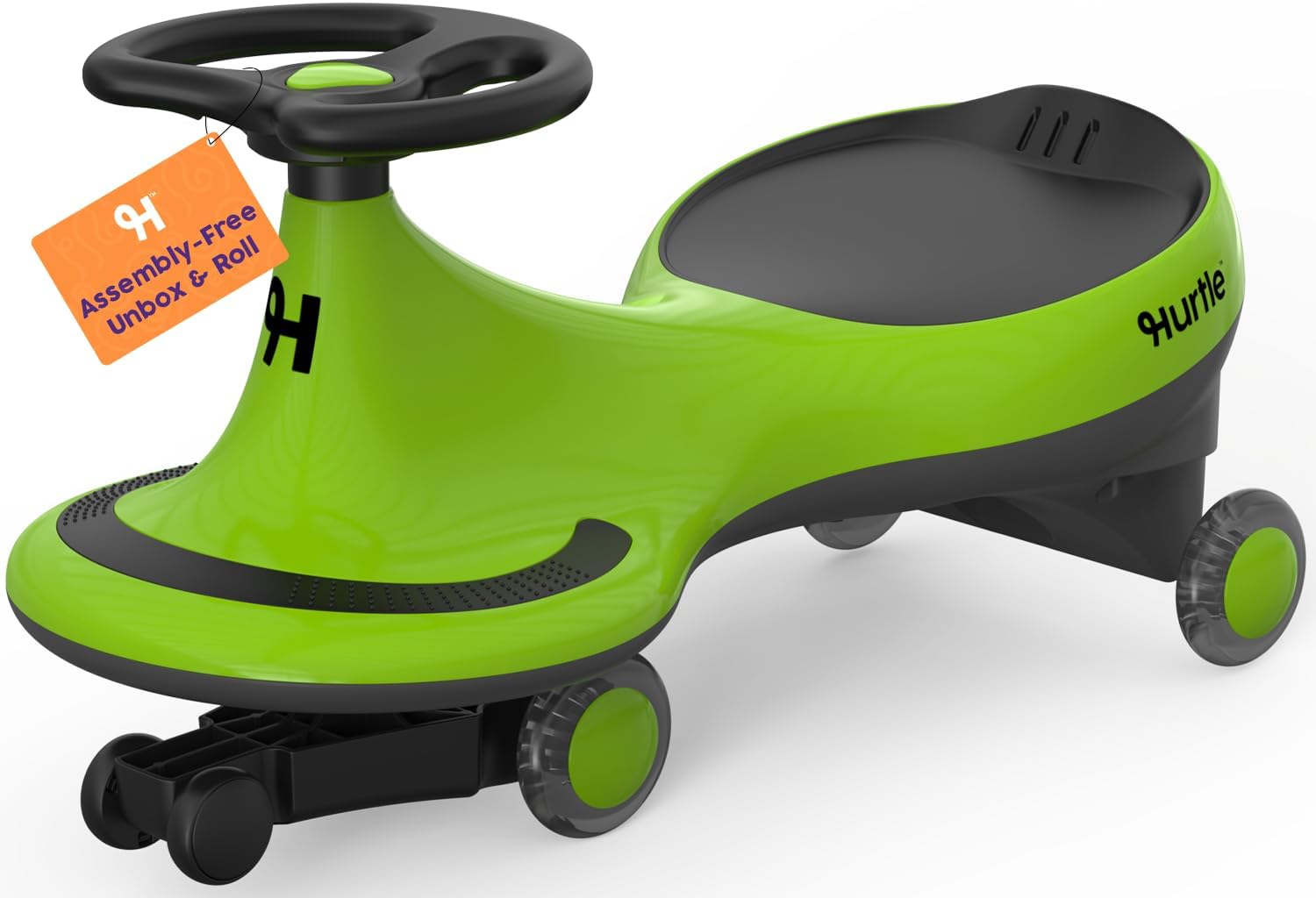 Hurtle Swing Ride On Car, Wiggle Car Toy for Kids, No Pedals, Batteries or Gears, Safe Toddler Ride On Toy with Twist & Go Motion, for Indoor & Outdoor Use, Suitable for Kids Above 2 Years, Green