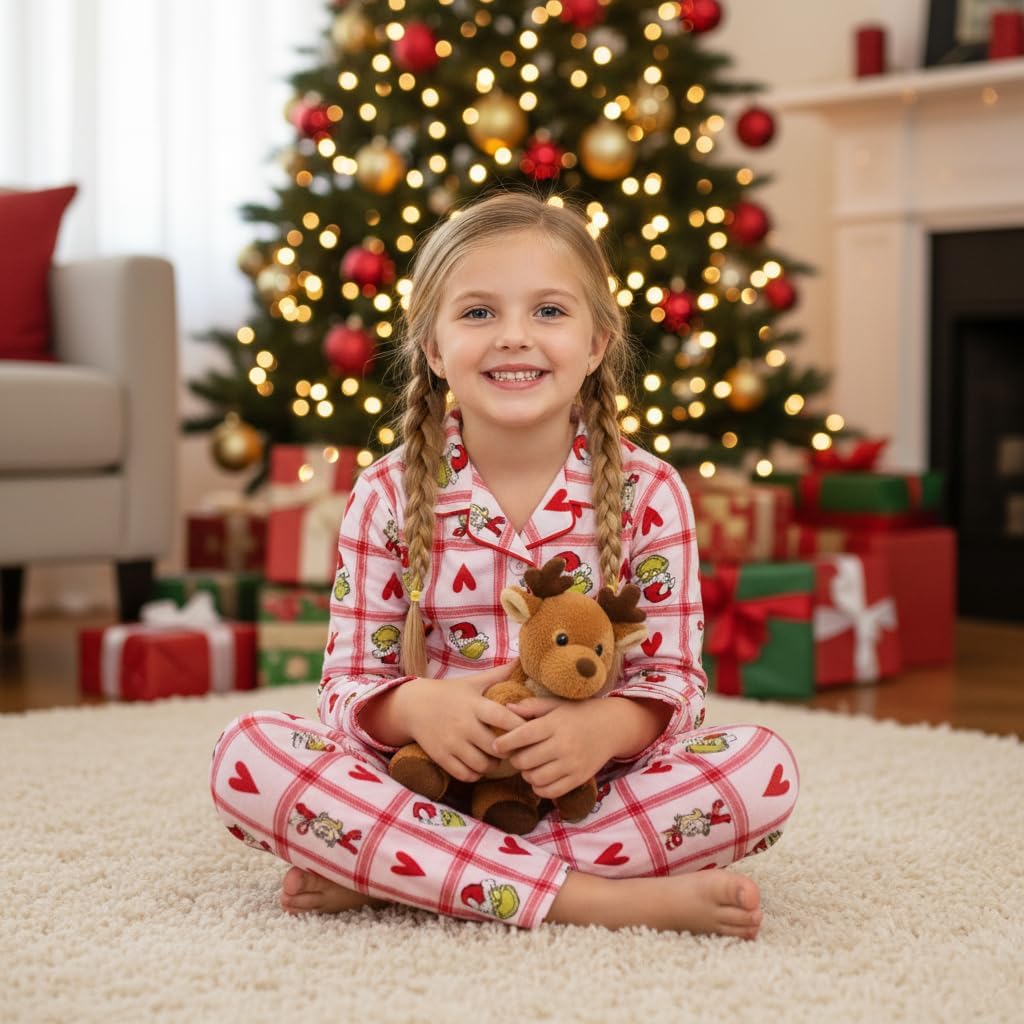 The Grinch Pajamas 2-Piece Matching Set - Soft Kids Christmas PJs Loungewear Button Down Coat, Boys Girls - Official Product - Image 2