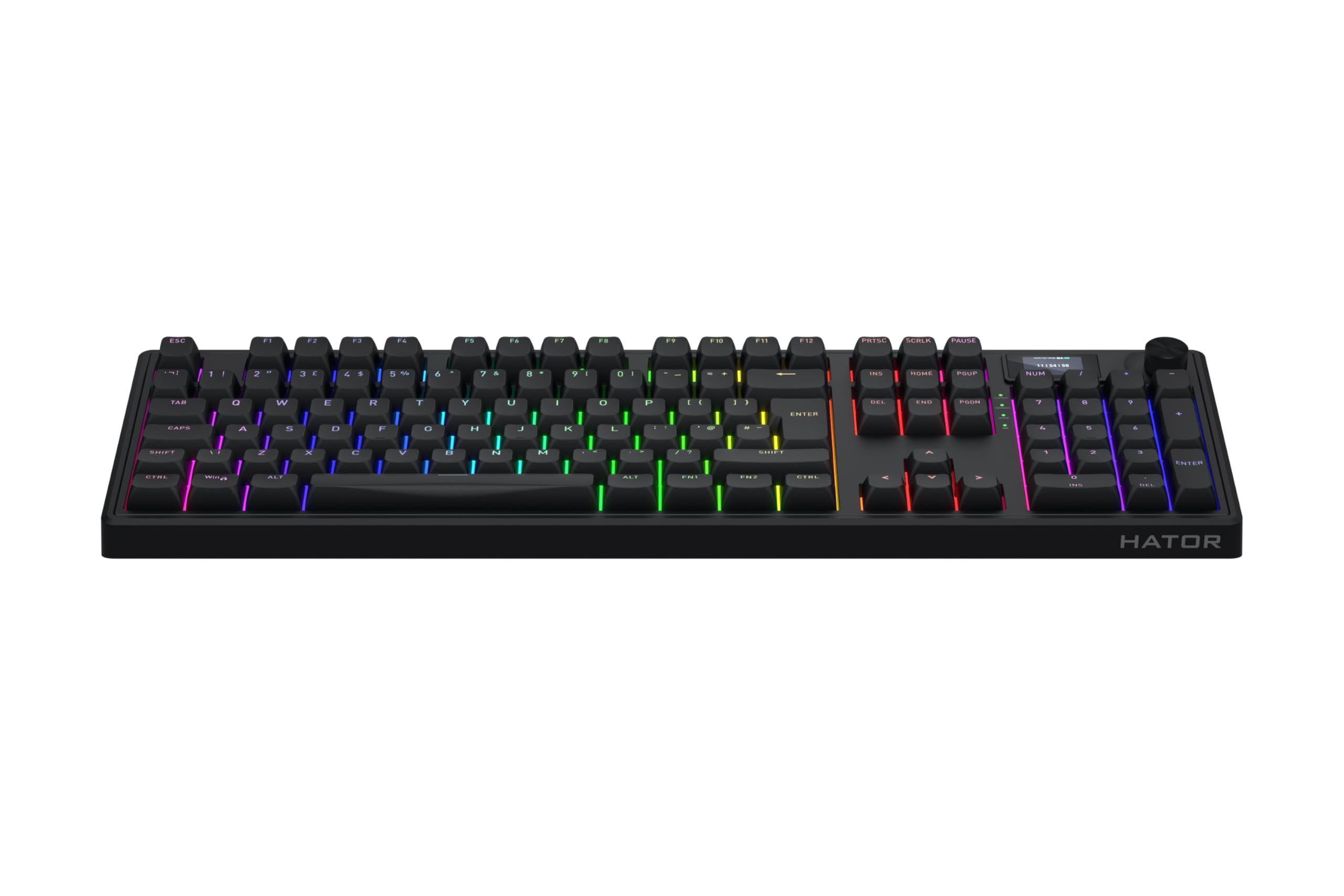 HATOR Skyfall 100 Pro - Tastiera meccanica da gioco wireless con interruttori meccanici silenziosi, sostituibile a caldo, RGB, montaggio a guarnizione, schermo TFT, 1000 Hz, 2,4 GHz/Bluetooth/USB-C