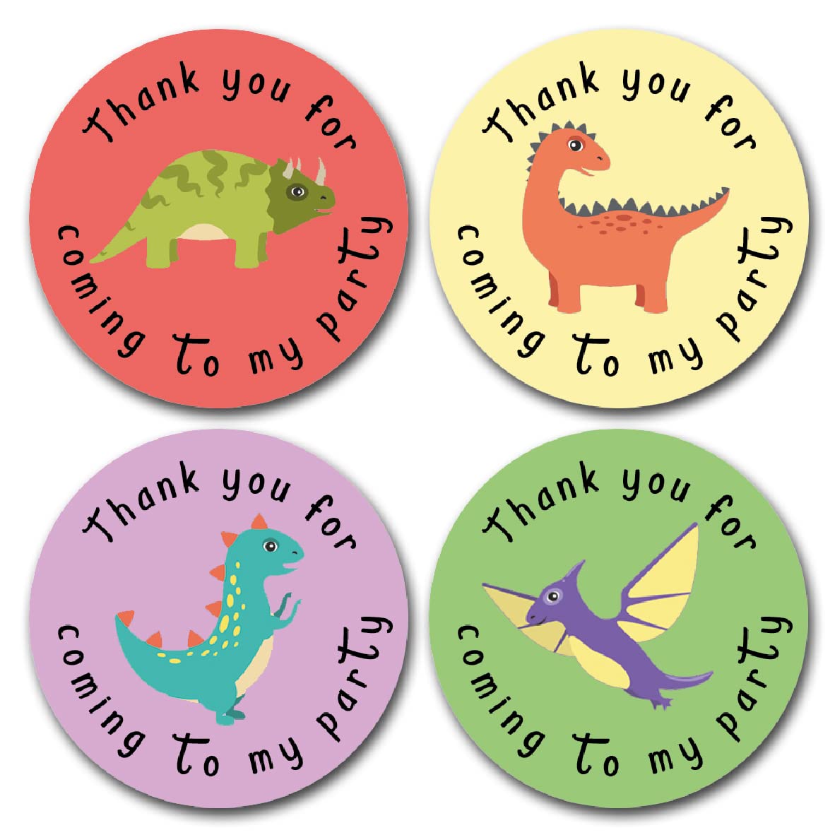(Pack of 48) 40mm Dinosaur - Thank You for Coming to My Party - Round Stickers for Party Bags & Sweet Cones