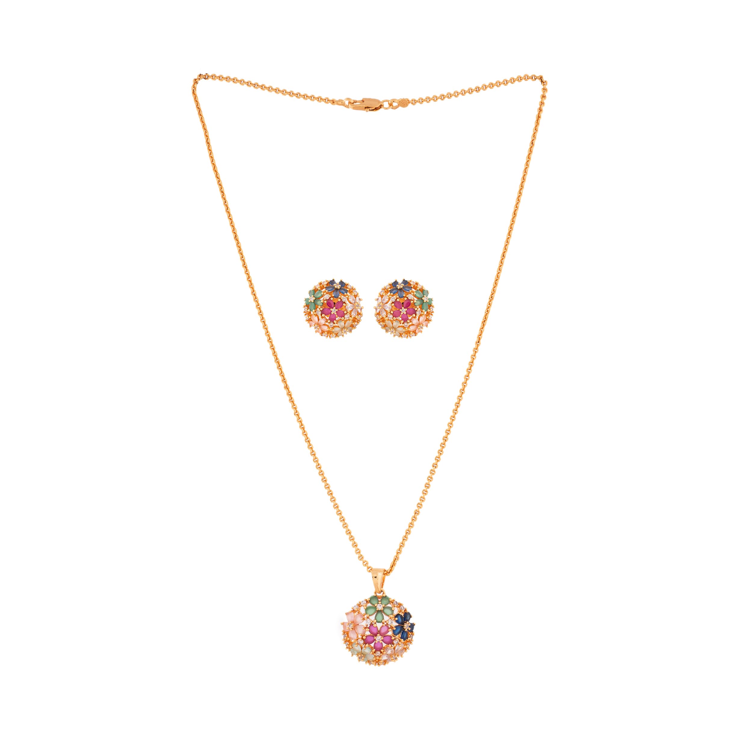 Radhas Creations SHORT necklace and earrings set with 6 colour flower design one gram gold for women and girls No.1227 (B0CSXMJF8V) Amazon Price History, Amazon Price Tracker