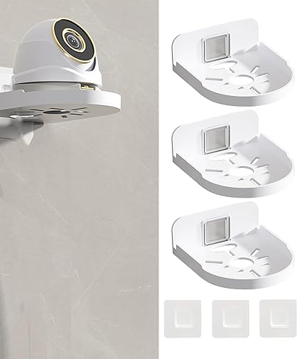 NUDFSY 3 PCS CCTV Camera Stand, CCTV Camera Stand Wall Mount L-Type Mounting Bracket Heavy Duty, Wall Mount Rack for Security Camera White Acrylic Wall Shelf Wall Holder,for Indoor & Outdoor Purposes