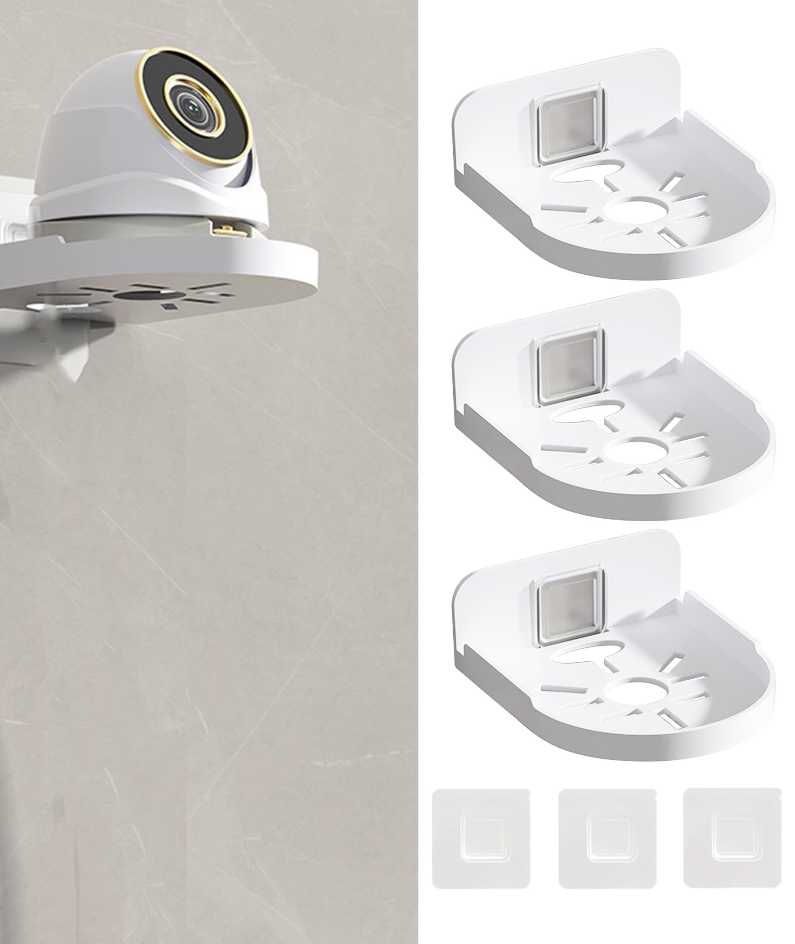 3 PCS CCTV Camera Stand, CCTV Camera Stand Wall Mount L-Type Mounting Bracket Heavy Duty, Wall Mount Rack for Security Camera White Acrylic Wall Shelf Wall Holder,for Indoor & Outdoor Purposes-image-48