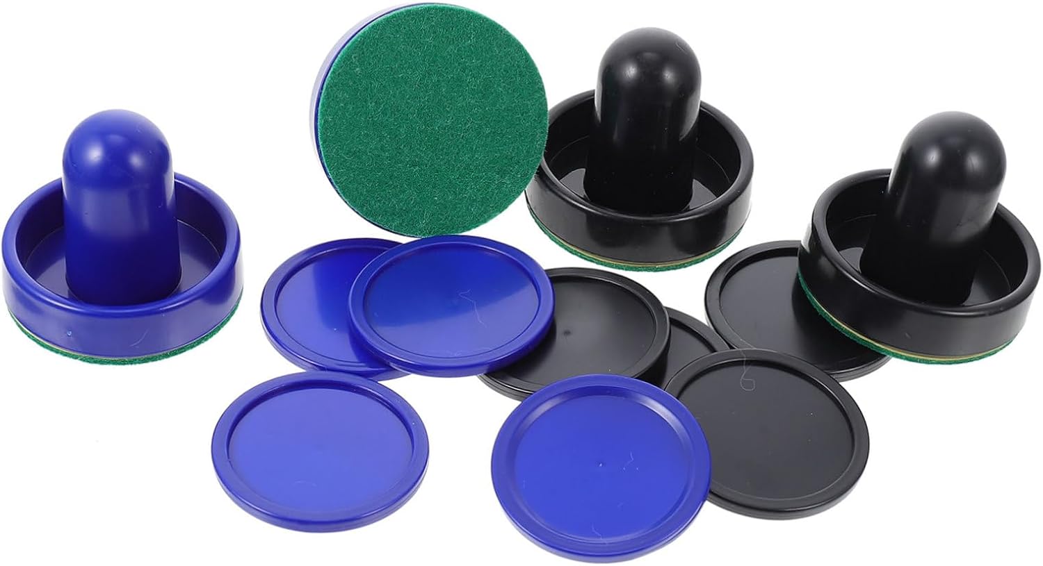 2 Sets Air Hockey Pucks and Paddles Replacement Accessories Mini Strikers for Air Hockey Tables Arcade Game Table Equipment