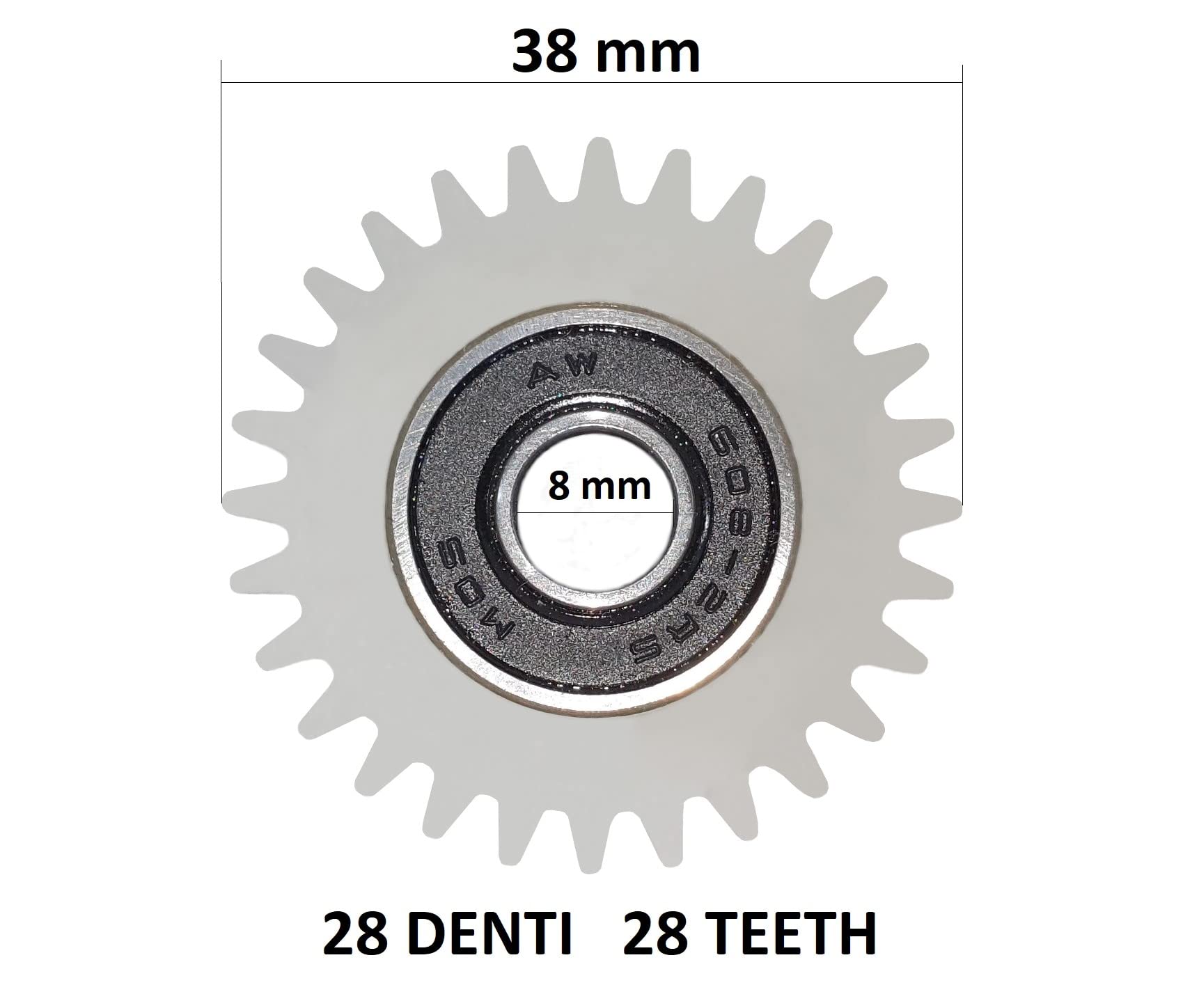 Set 3 PEZZI Ingranaggi da 28 denti 38 mm per motore bici elettrica E-Bike