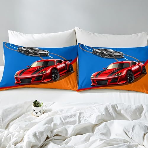 Miniatura 5 de Funda de edredón para automóvil deportivo, juego de ropa de cama de automóvil de carreras, funda de edredón con temática de deportes extremos para