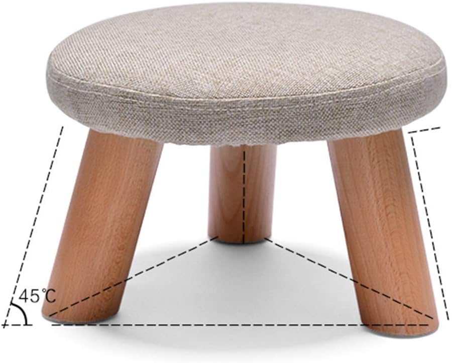 Stool，Linen Tufted with Solid Wood Leg, Upholstered Padded Stool(E)