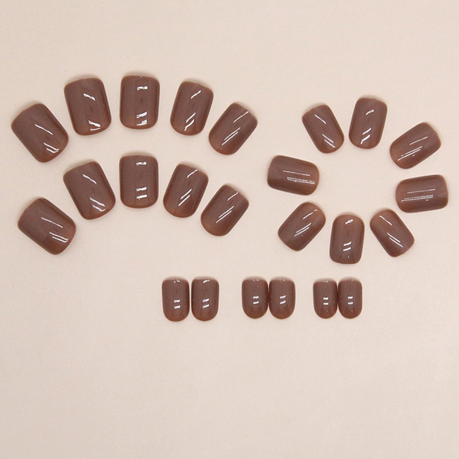Coffee Fall Press on Nails Short, 24pcs Nails Press on Solid Colour Square Fake/False Nails with Press ons Designs Acrylic Press on Nails Gloss Artificial Nails Stick on Nails for Women image 4