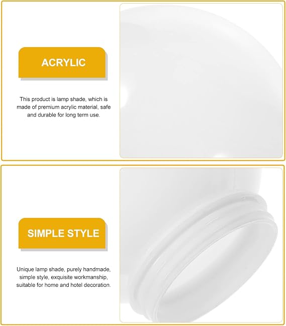 LIFKOME Globe Lampshade Replacement Acrylic Ball Lamp Shade for Wall Lamp Post Shade Outdoor Spherical Light Cover Decorative Diffuse Lighting for Bedroom Living Room Porch