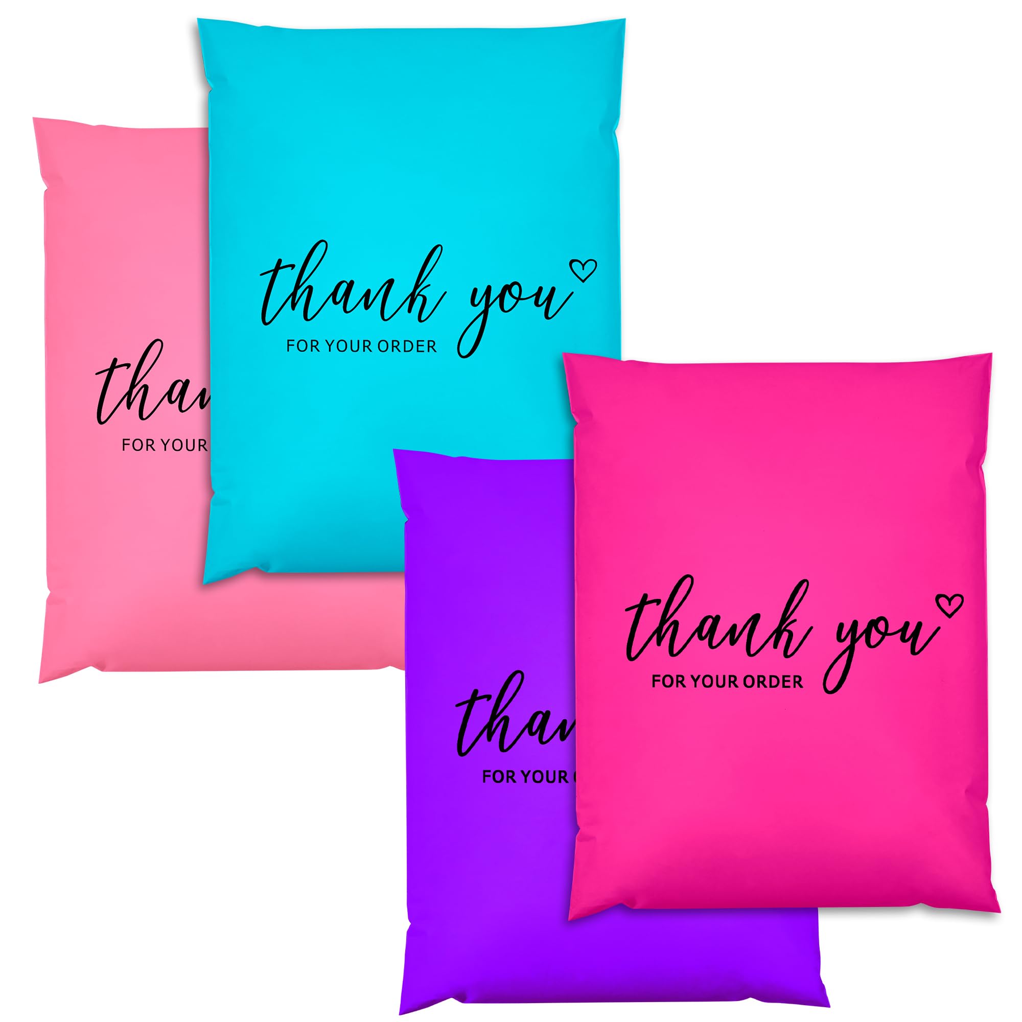 JinRuiKJ Thank You Poly Mailer - 14.5x19 Poly Mailers Variety Pack of 50, 13 Pcs Each Color, Strong Adhesive Shipping Bags for Clothing, Durable Thick