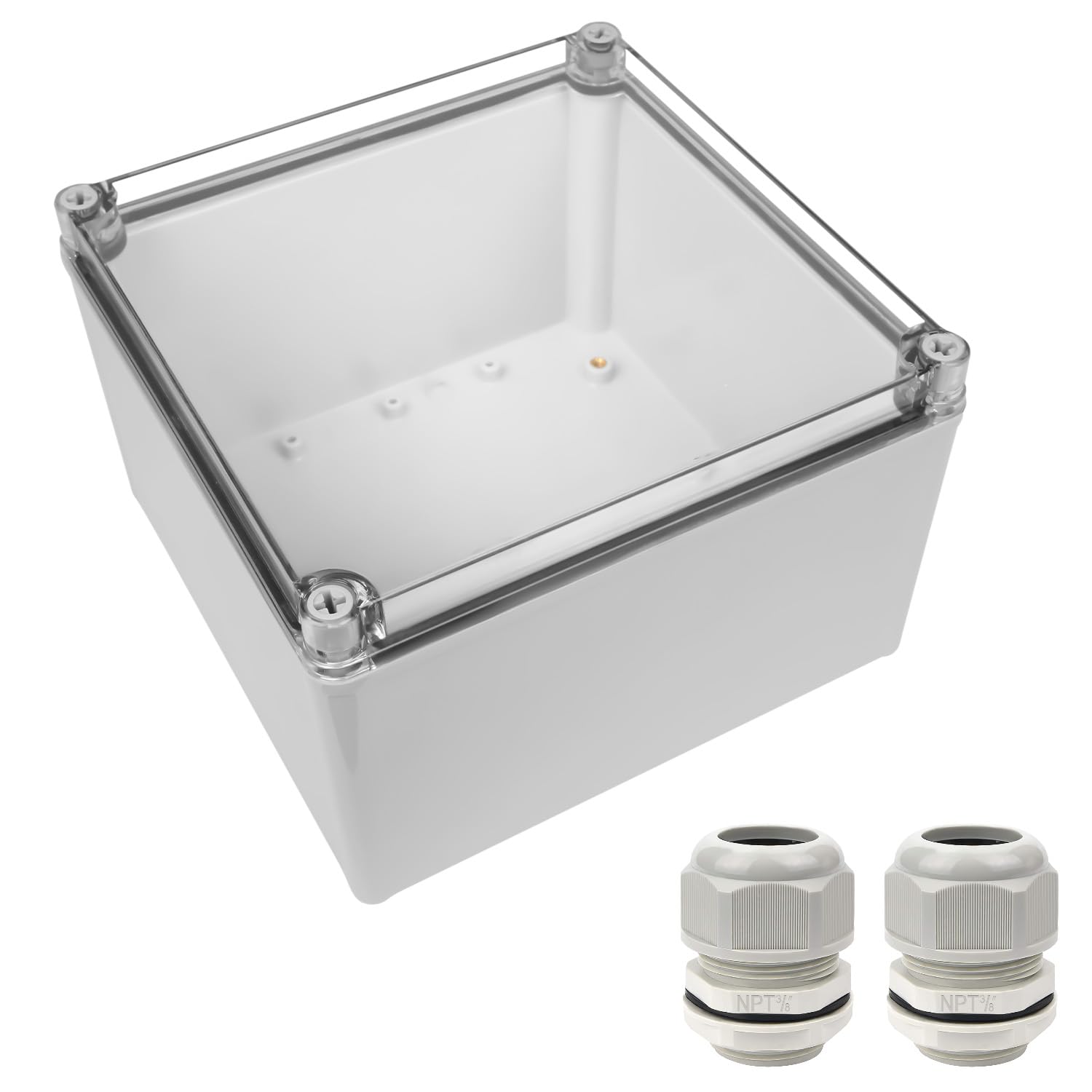 Boîte de jonction IP67 avec couvercle transparent transparent boîtier gris 200x200mm
