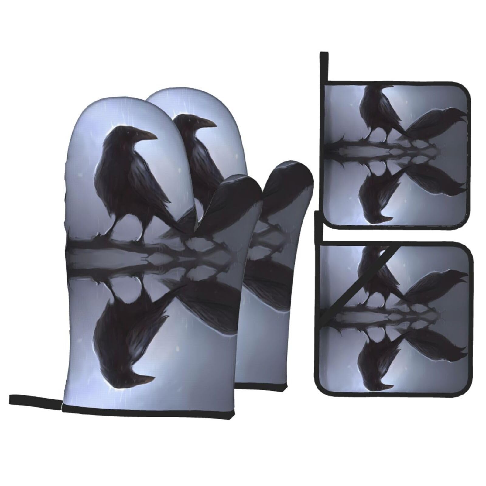 WHJSSF Ravens Prints 4-Piece Waterproof Oven Throws & Heat Resistant Pot Covers – Durable Kitchen Layers for Grilling & Baking