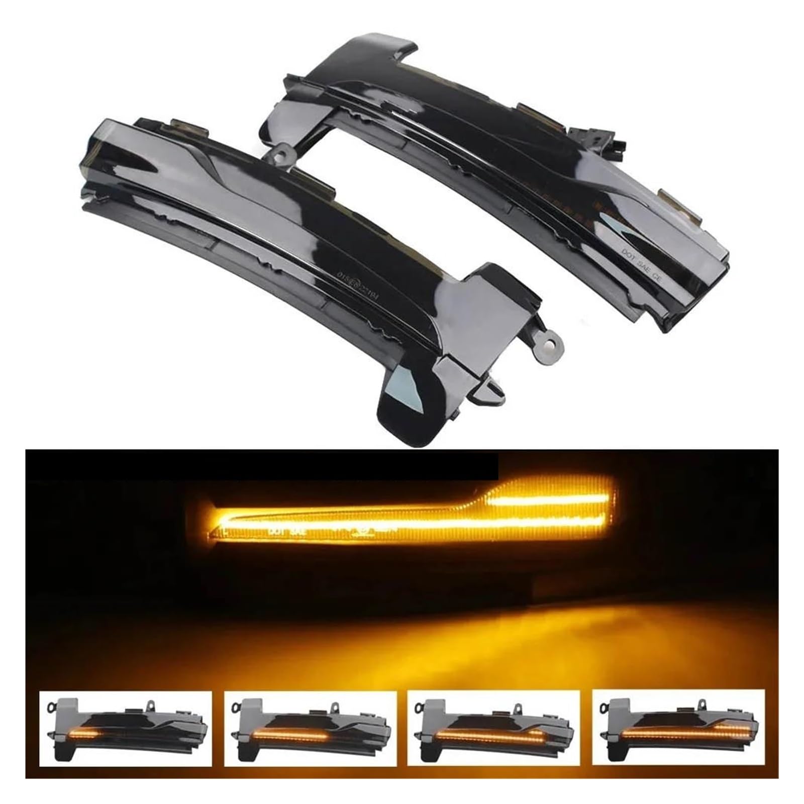 Generico Per Volvo XC60 2014 2015 2016 2017 LED Lampeggiante Lampade Per Specchietti Laterali Lampeggiatore Sequenziale Indicatore Di Direzione Freccia Specchietto Laterale(Dynamic Smoked)