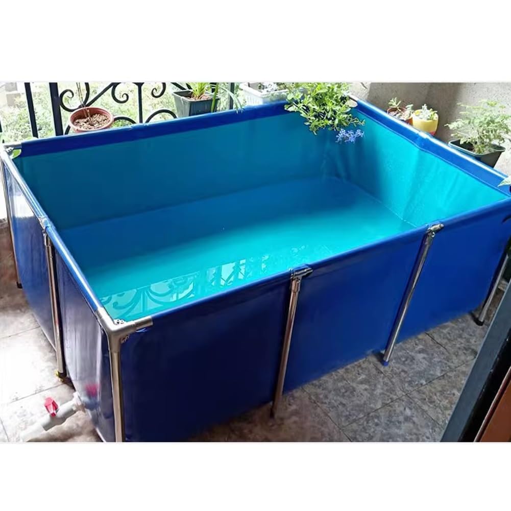 Rygcrud Blue Aquarium Pool Pond, Above Ground Koi Pond, Pvc Canvas Liners With Steel Frame, Holding Fish Tank For Turtle Farming, Easily Assembled(200X100x71cm)