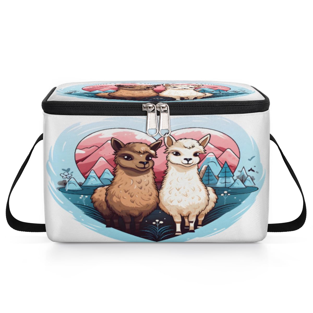 GzLeyigou Lunch Bags for Women Men 9 Cans,Lover Alpacas Hot & Cold Food Delivery Bag Insulated Grocery Bag Insulated Lunch Box Animal Alpaca Cooler Bag for Office Work Picnic Beach