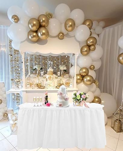 8 Pack Table Skirt Disposable White Table Skirts Carnival Theme Party Decorations 29 In X 14 Ft Disposable Table Skirts For Wedding Engagement Party Baby Shower #TOP2