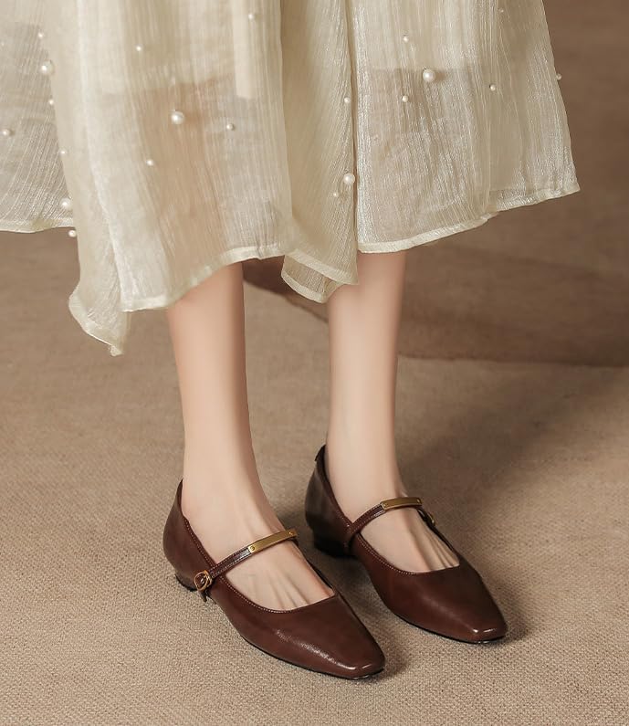 Women's Ballet Flat Mary Jane Flats Patent Leather Closed Square Toe Flats Shoes Women Dressy Comfortable2