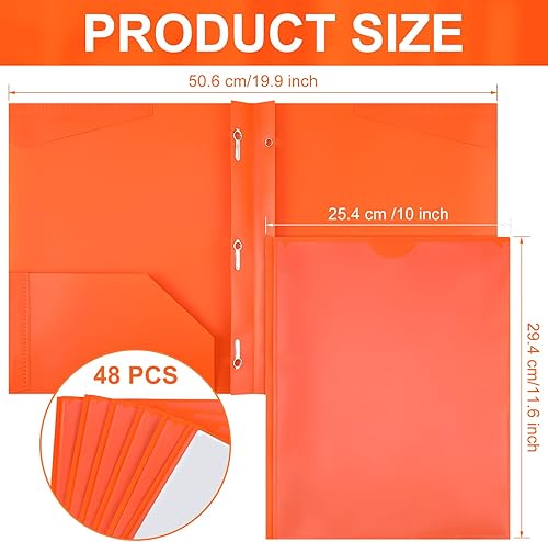 Miniatura 2 de Tenceur Paquete de 48 carpetas resistentes con bolsillos frontales transparentes, carpetas de plástico con puntas y carpetas de bolsillo con 3