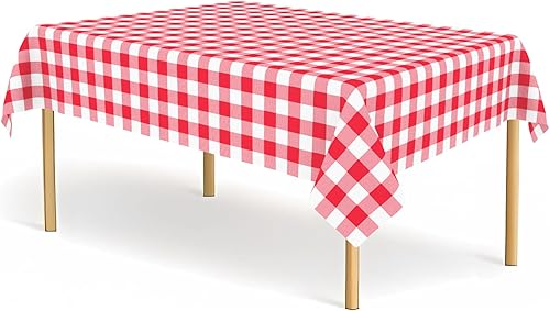 Vista 26 de Paquete de 4 manteles de plástico a cuadros negros y blancos para fiestas, desechables, de 54 x 108 pulgadas, impermeables, rectangulares