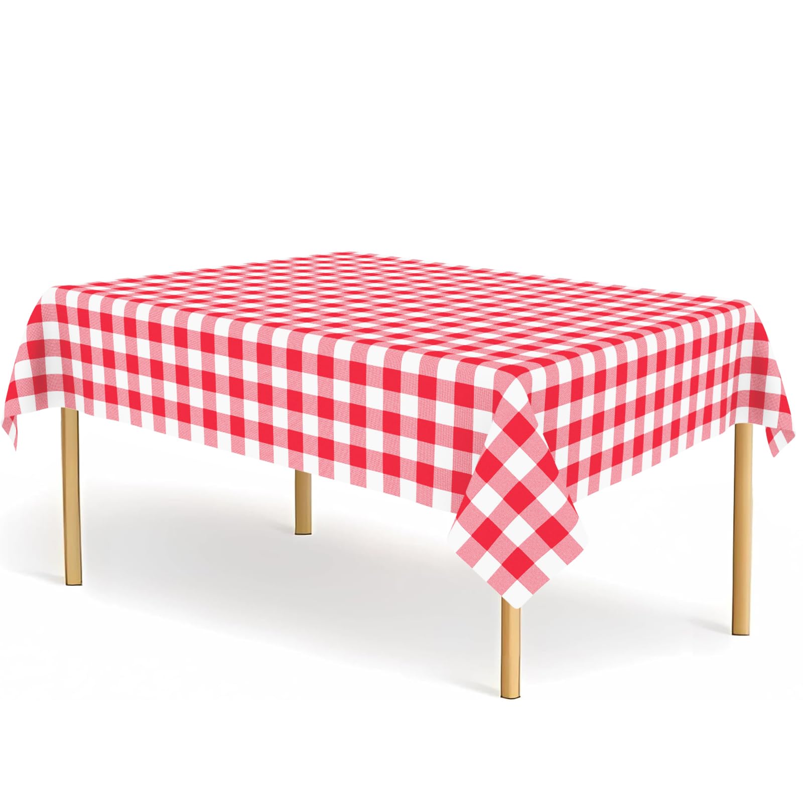 4 Pack Red and White Checkered Tablecloth Red Gingham Plastic Table Cloths for Parties Disposable 54x108 in Waterproof Rectangle Table Covers for