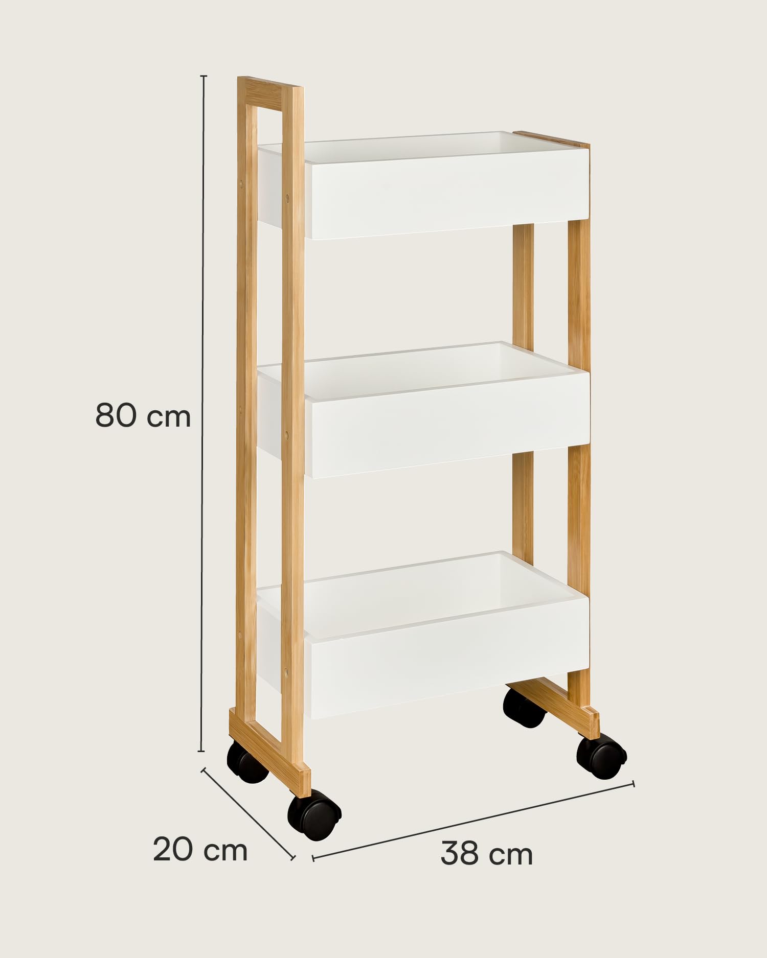 shelfmade Nischenregal Bambus - Kchenwagen schmal - Badregal Rollwagen -  Kchenregal wei, Nischenwagen mit 3 Krben - Holzregal, Badregal stehend :  Amazon.de: Kche, Haushalt & Wohnen