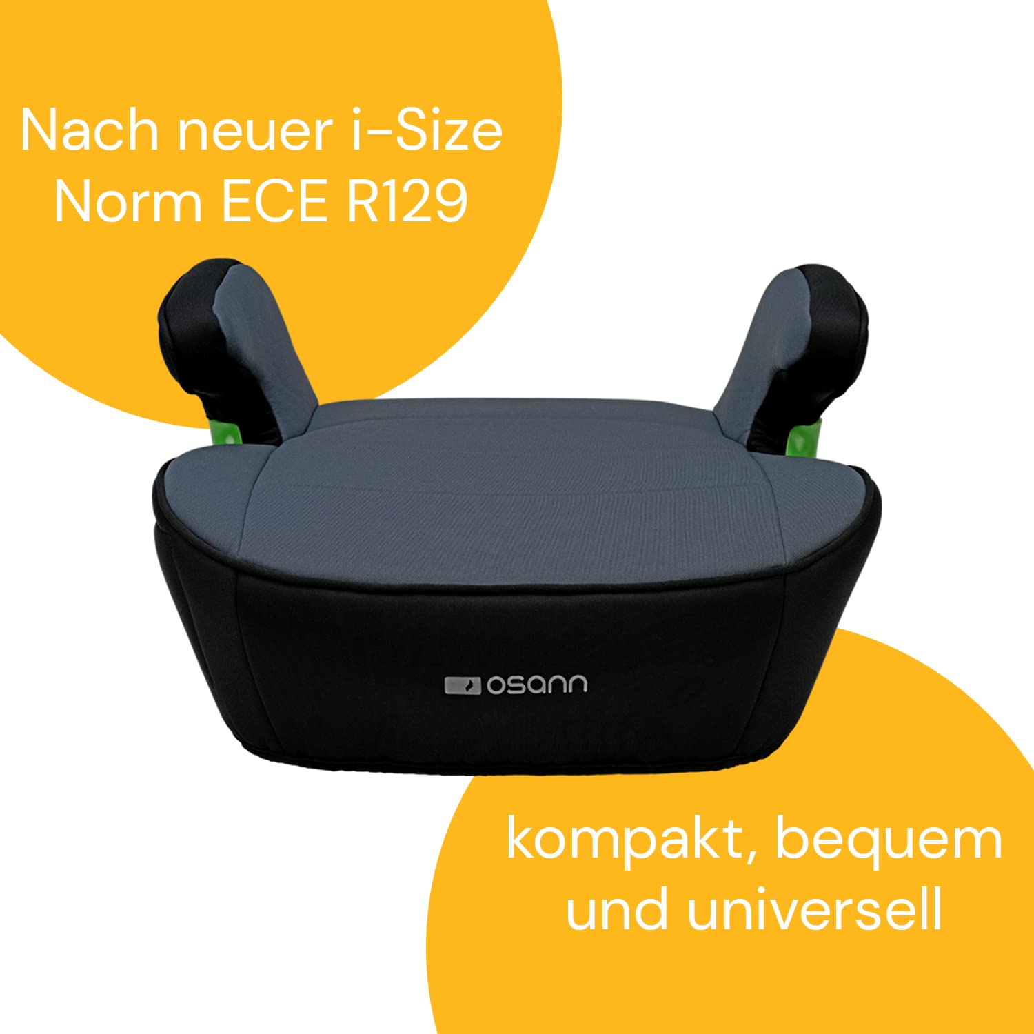 OSANN - Silla de coche Booster Infantil Junior Isofix I-Size - 126-150 cm - negro - Con o sin Isofix, cinturón de 3 puntos
