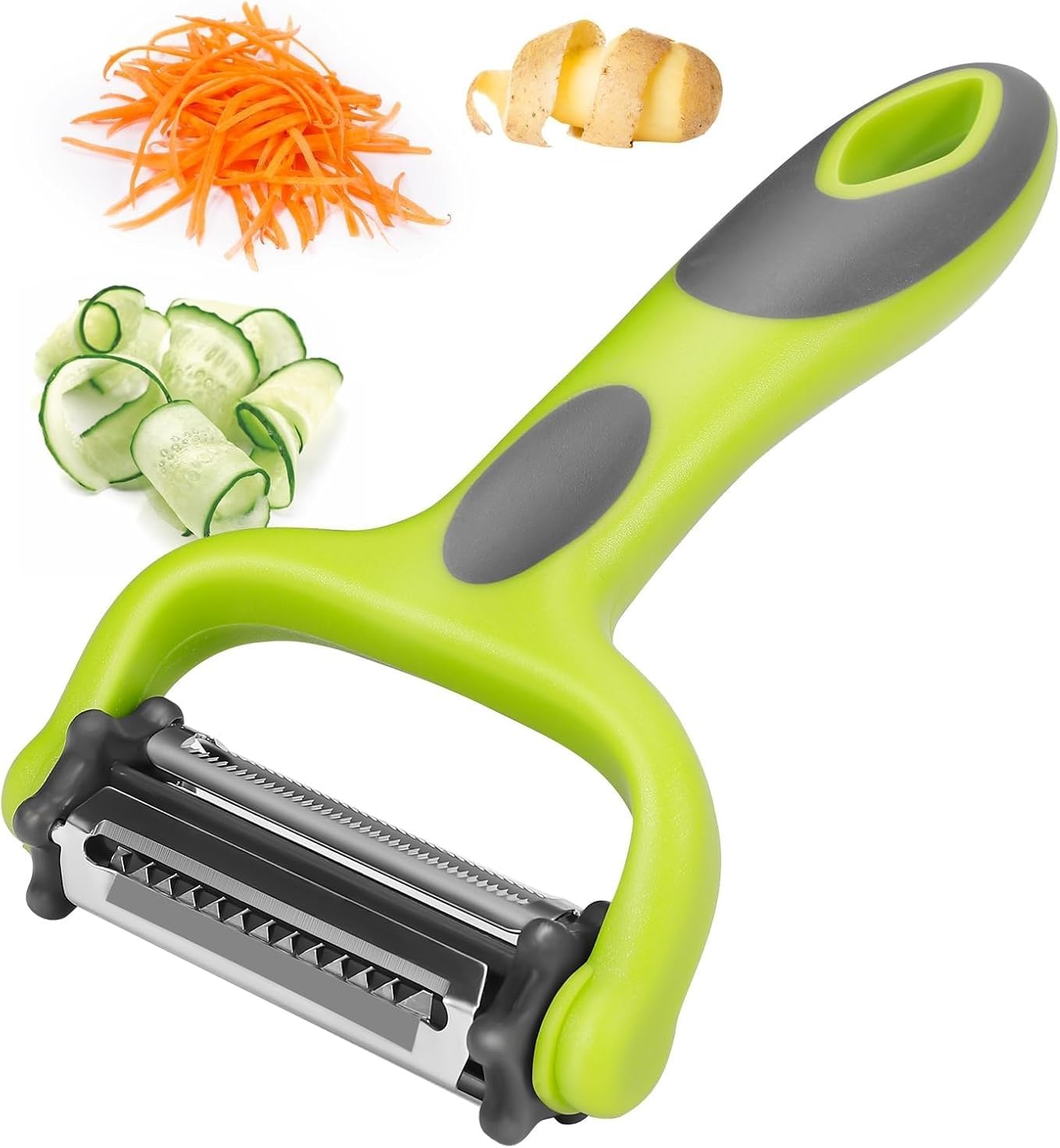 Panchhi Store 3 in 1 Multifunction Peeler Vegetable Fruit Tool with Stainless Steel Blades Julienne Serrated Straight Cutter Ergonomic Handle Kitchen Peeler for Salad Potato Carrot Cucumber