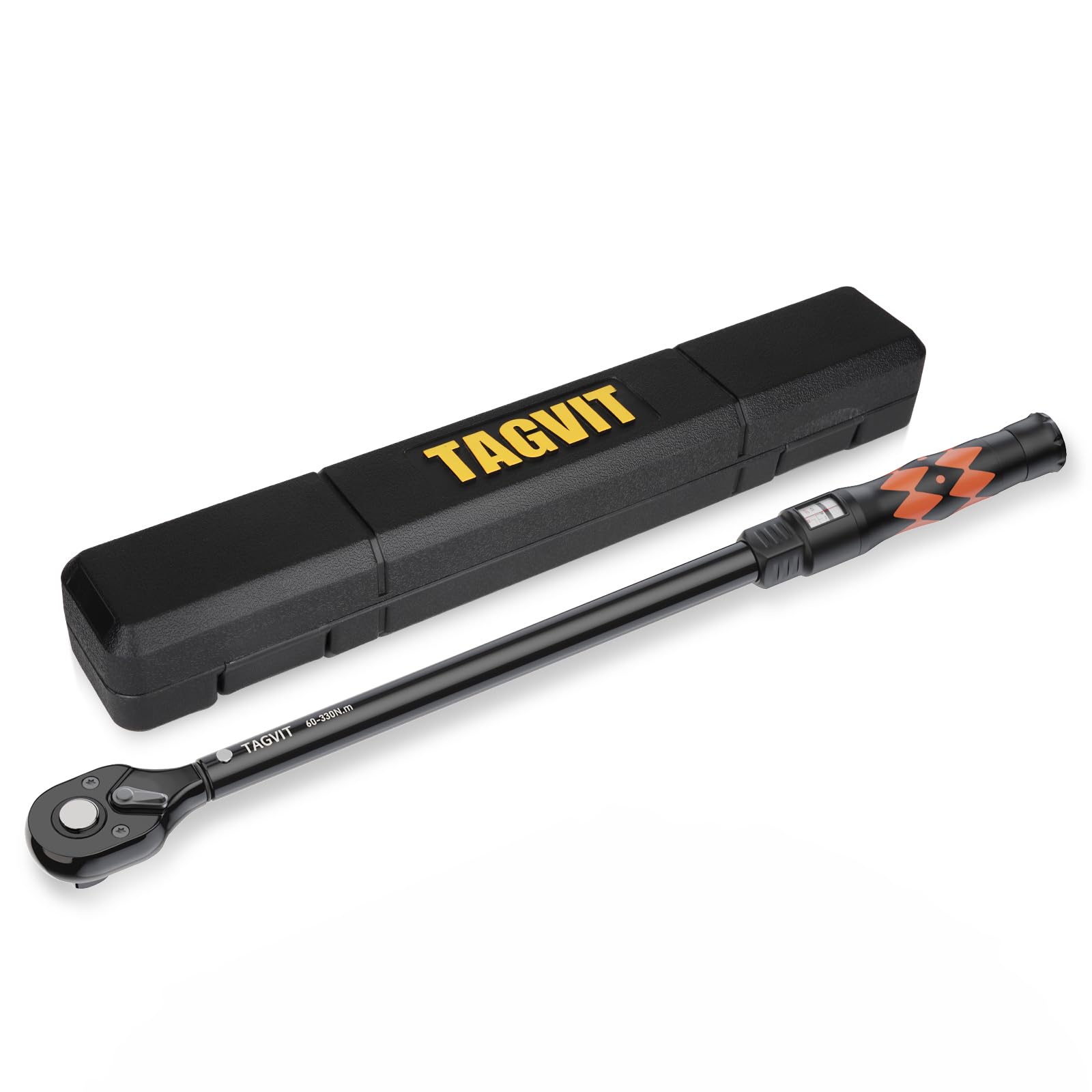 TAGVIT Chiave Dinamometrica 1/2”, Alta Precisione ± 3%, 60-330 Nm Chiavi Dinamometriche 72 Denti Chiave Dinamometrica per Riparazione Moto, Auto, Camion