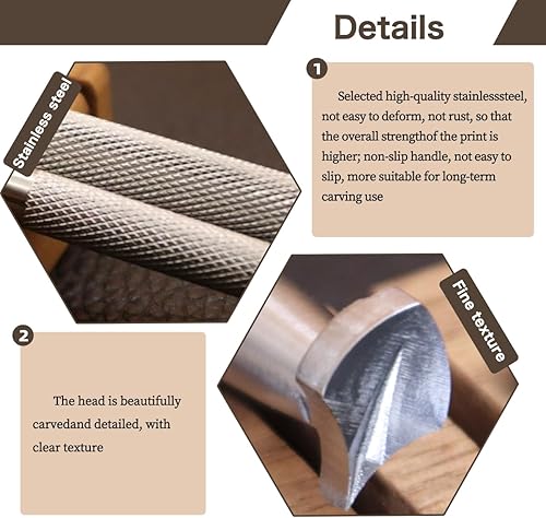 Miniatura 10 de Herramientas de estampado de cuero para manualidades de cuero, herramienta de sello de cuero con patrón de escamas de dragón con acero inoxidable 304