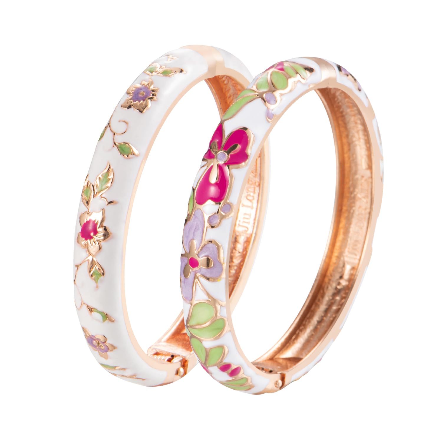 UJOY Handcrafted Cloisonne Bangle Bracelets Butterfly Enamel Metal Handcuff Jewelry Set Box Gift for Women 55A108-55B30