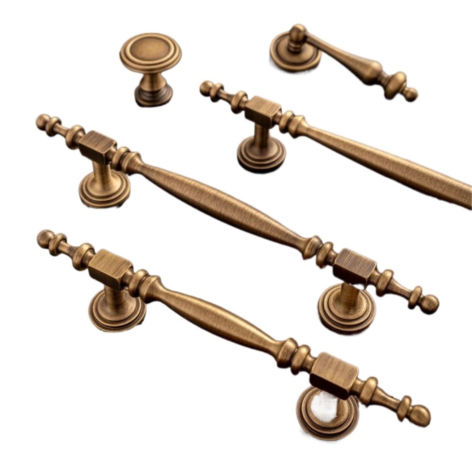 Qvorlth Vintage Cabinet Pulls Brushed Brass Furniture Handles Antique Kitchen Cabinet Pull Drawer Knobs Luxury Hardware Accessories(Knob-31mm)