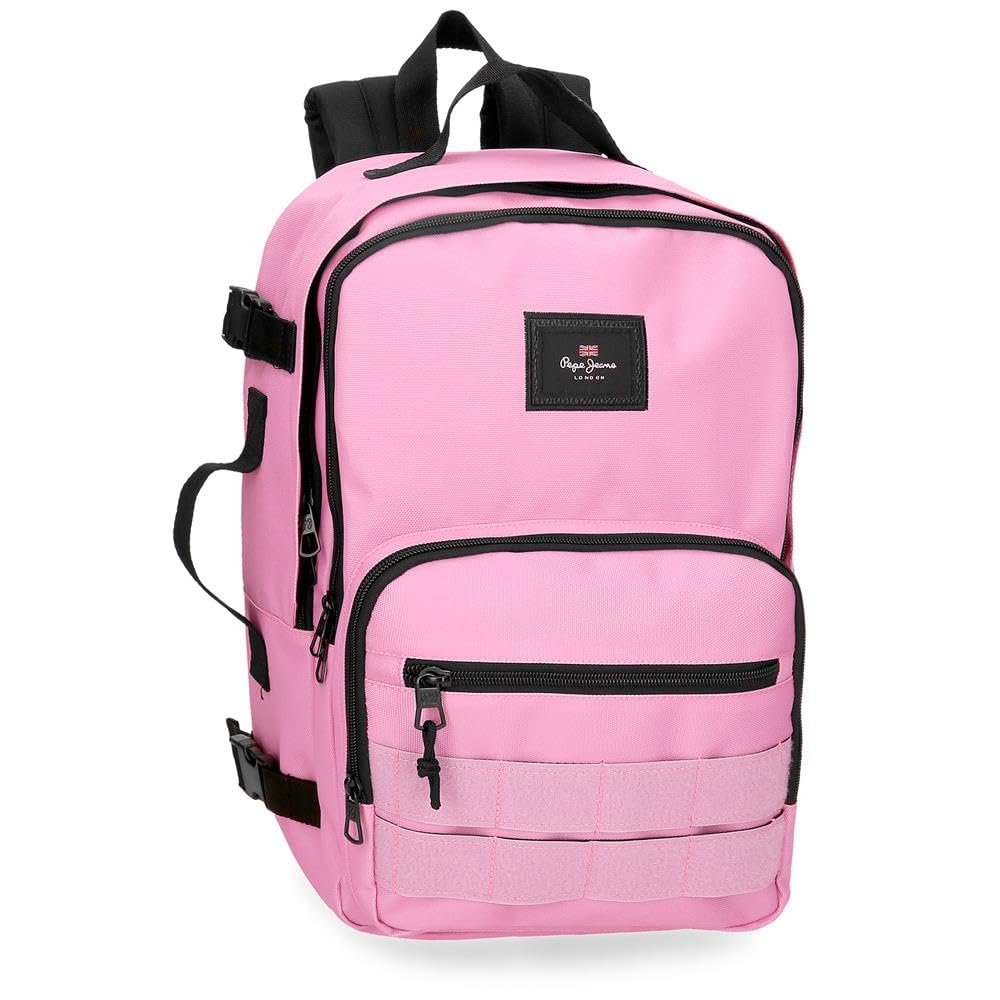 Pepe Jeans Aris Colorful Laptop Backpack 15.6" Double Compartment Pink 31x44x17.5cm Polyester by Joumma Bags