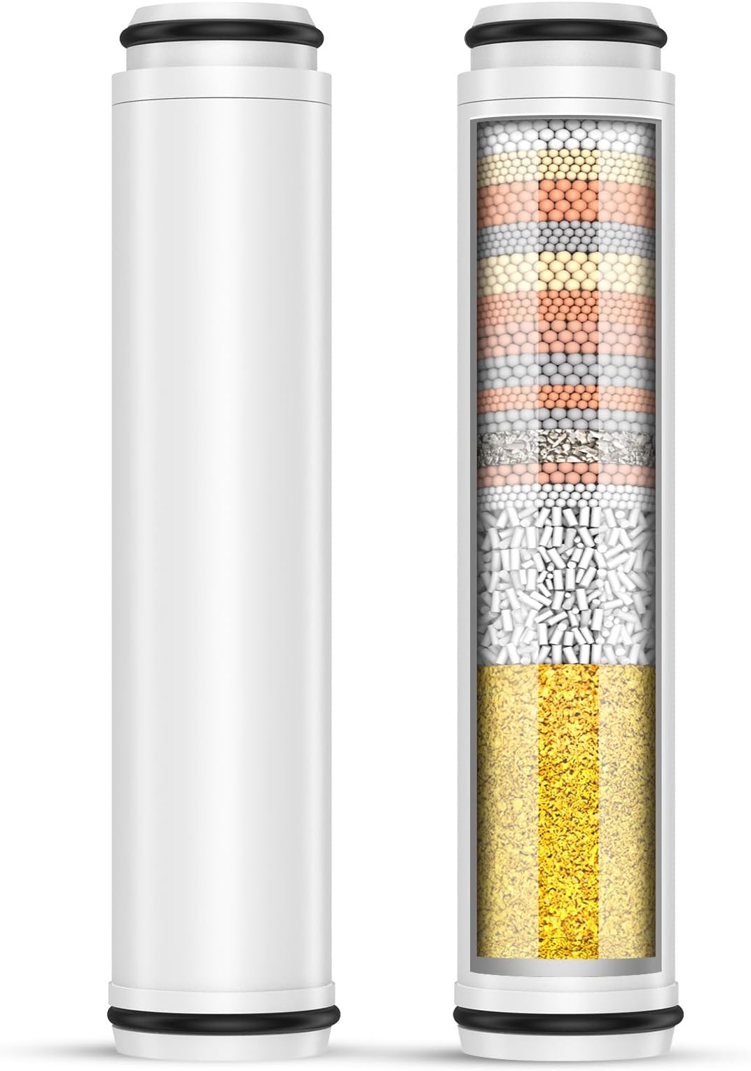 FEELSO Shower Filter for Handheld Shower Head, 2 Pack 15 Stage Replacement Filters for Hard Water Remove Chlorine and Harmful Substances