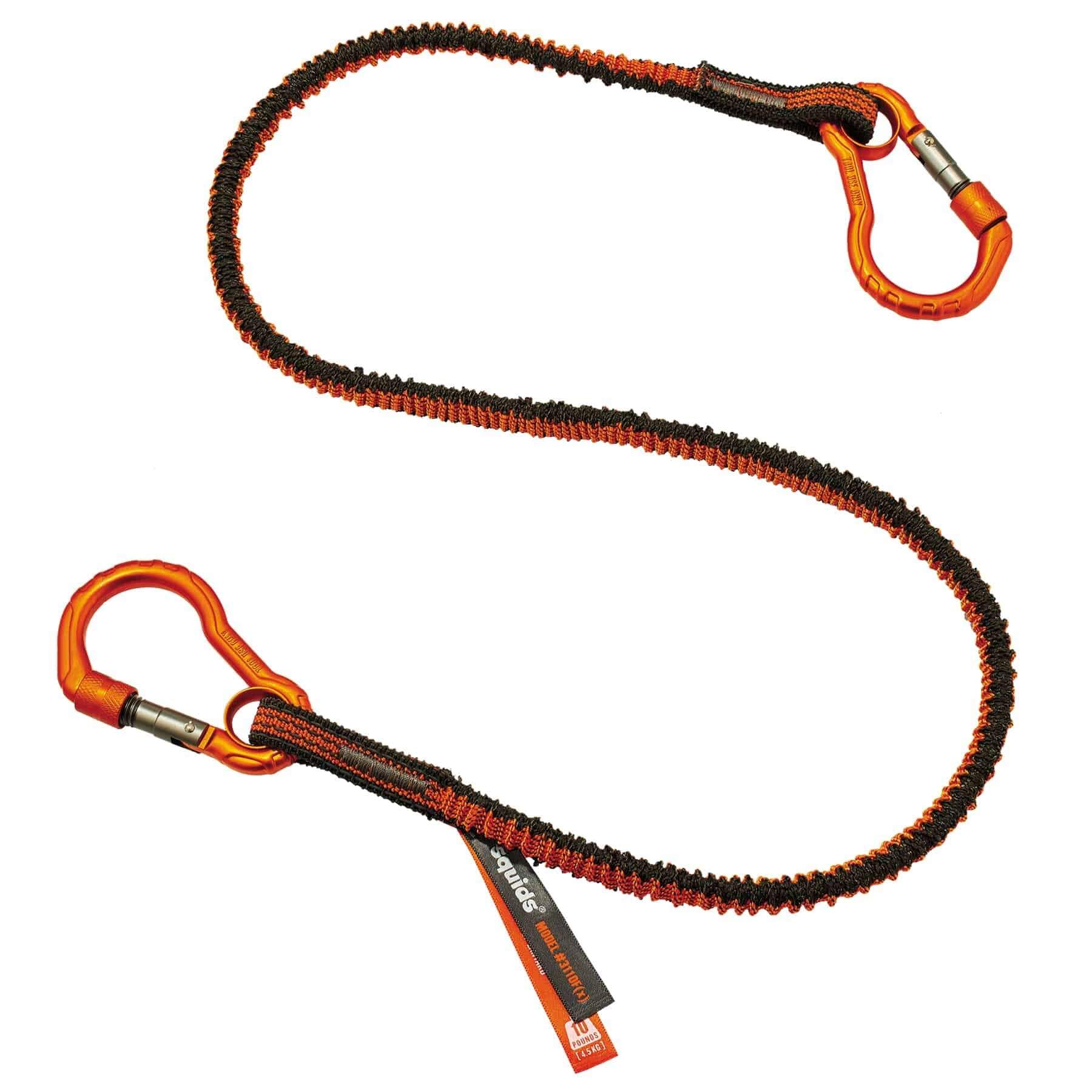 Ergodyne - 19822 Shock Absorbing Tool Lanyard with Two Self-Locking Carabiners, Tool Weight Capacity 10lbs, Squids 3110, Gray, Standard (3110F(x))