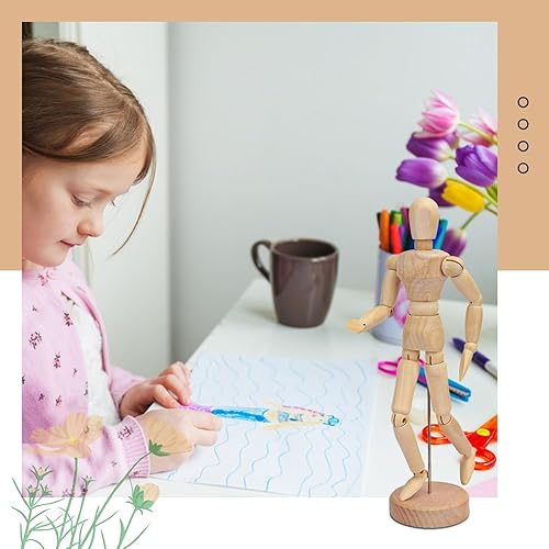 Miniatura 7 de IHDYPPEW Paquete de 7 maniquíes de madera de artistas de 8 pulgadas, maniquí de madera articulable, maniquí de dibujo de madera, modelos de dibujo