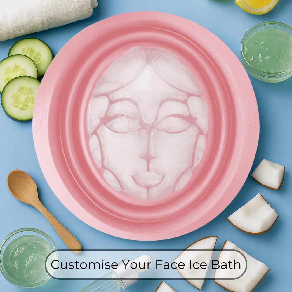 Facial Cold Plunge™ | Collapsible Silicone Ice Facial Bowl with Built-In Ice Tray | Portable Face Ice Bath for Skin Tightening, Puffiness, Acne Relief & Glow (Soft Pink) (Soft Pink)