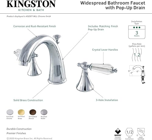 Miniatura 9 de Kingston Brass KS2972WLL Wilshire Grifo de baño generalizado, latón pulido