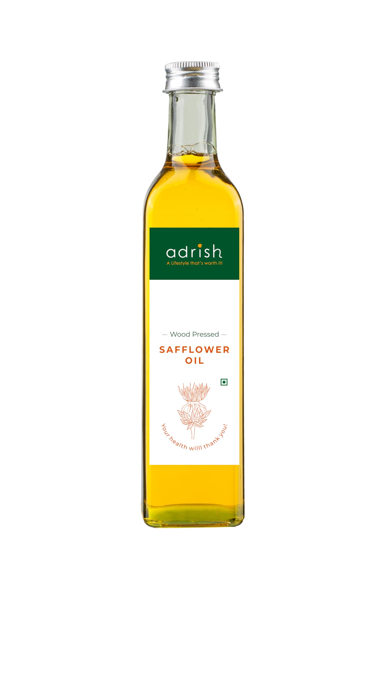 Adrish Zerowaste Wood Pressed Safflower Oil (1Ltr) - Organic | Unrefined | Kachi Ghani Kardai Tel | Kolhu Safflower Oil | Extracted on Wooden Churner | Ideal Oil for Cooking | Glass Bottle (B098LBCZWH) Amazon Price History, Amazon Price Tracker