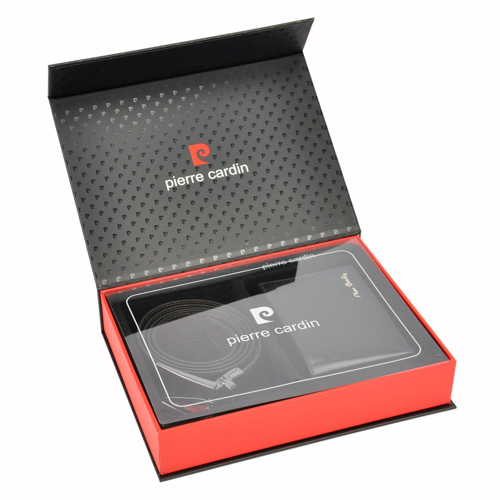 Pierre Cardin Set regalo da uomo portafoglio e cintura elegante realizzato in 100% pelle naturale minimalista elegante elegante elegante Natale anniversario compleanno in una scatola cintura