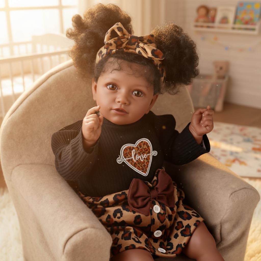 BABESIDE Lifelike Reborn Baby Dolls Black - 20 Inch Realistic-Newborn Dolls Girl African American Baby Doll with Soft Cloth Body, Real Life Baby Doll Gift for Kids Ages 3+