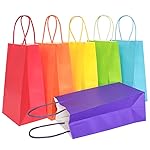 AZOWA Gift Bags Small Kraft Paper Bags with Handles (5 x 3.1 x 8.2 in, Rainbow, 12 Pcs)