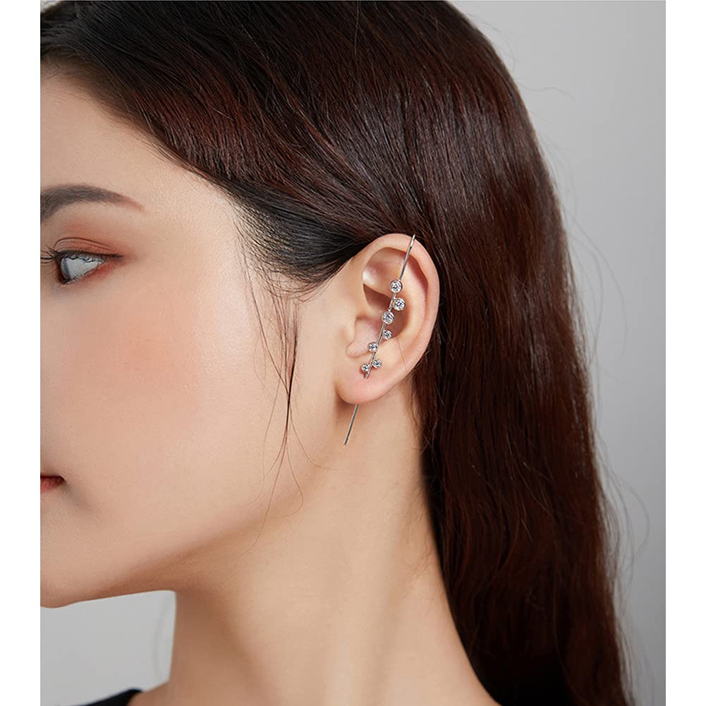 1 Stück Ohrstulpe Crawler Haken Ohrringe 925 Sterling Silber Mode Persönlichkeit Für Frauen Einzelner Ohrring Silber Mit Zirkonia